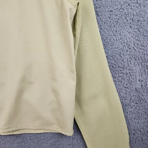 Women's Lime Green Sheer Coquette Ruffle Zip Up Blouse Small Romantic Layered - Picture 8 of 10